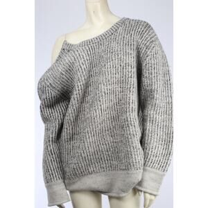 IRO Paris Manouka Chunky Ribbed Wool Pullover Sweater Marled Gray Cozy Knit Sz M